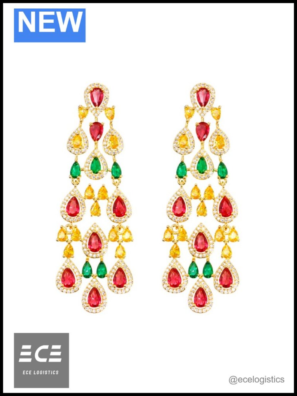 14K Gold Natural Crystal Chandelier Earrings Dainty Moissanite Tassel Long Drop